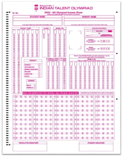 GK Olympiad Answer Sheet